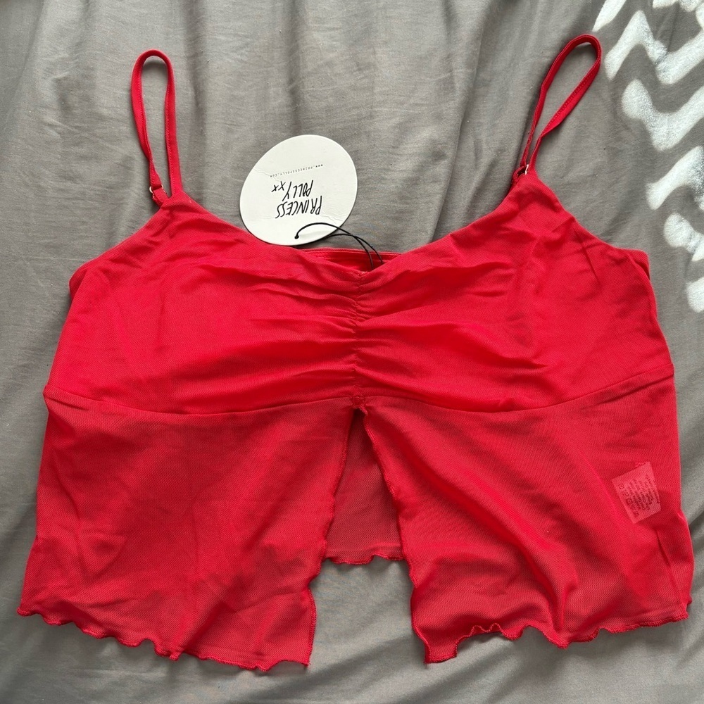 Princess Polly Red Mesh Top